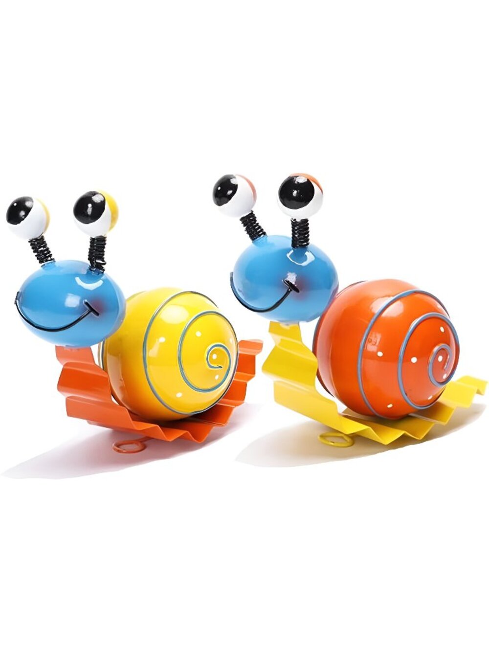 Metal Garden Decor Cute Snail Yard Art Outdoor Ornament Fence Decor- Set of 2